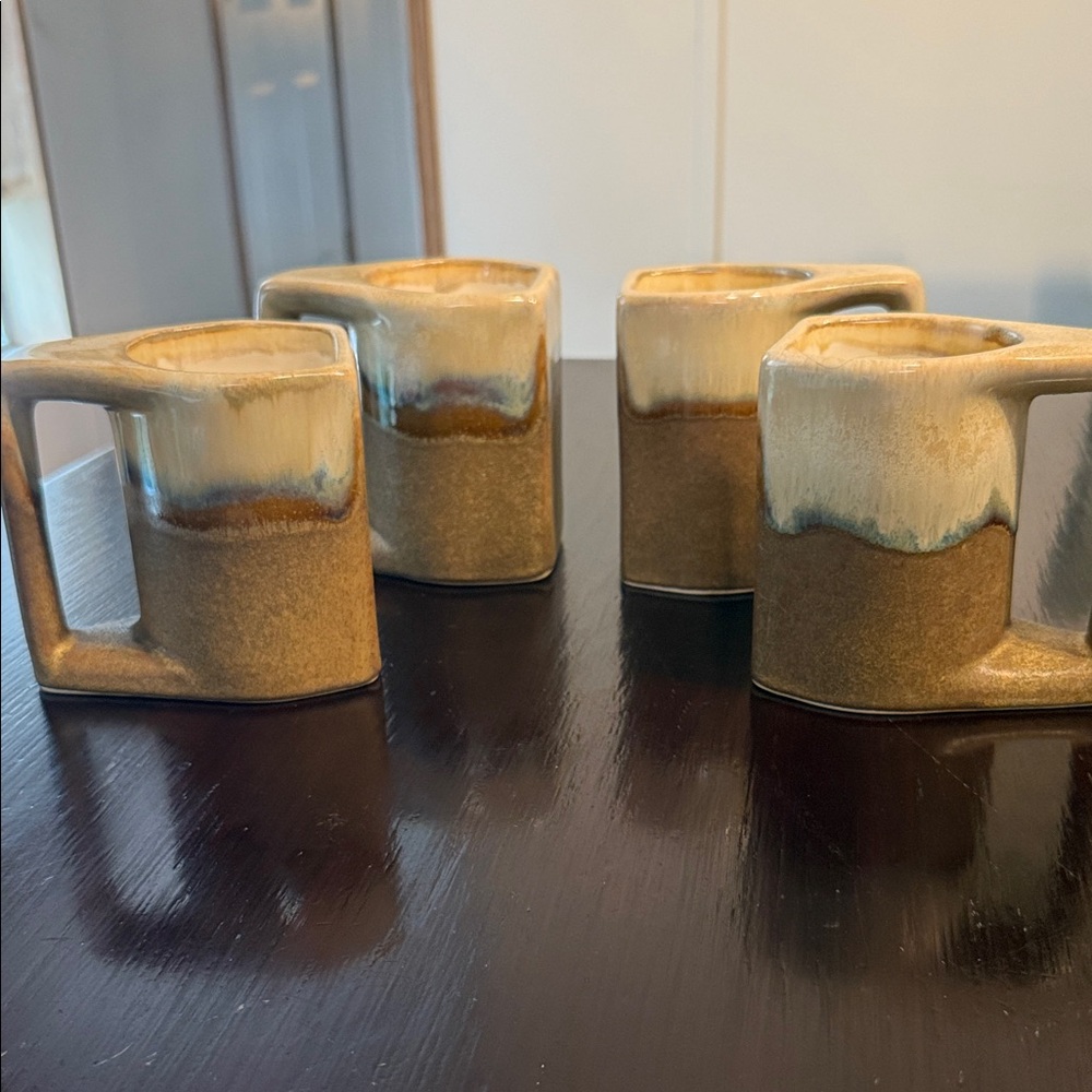 Vintage Stoneware Mug Set by Artist Rodolfo Padilla